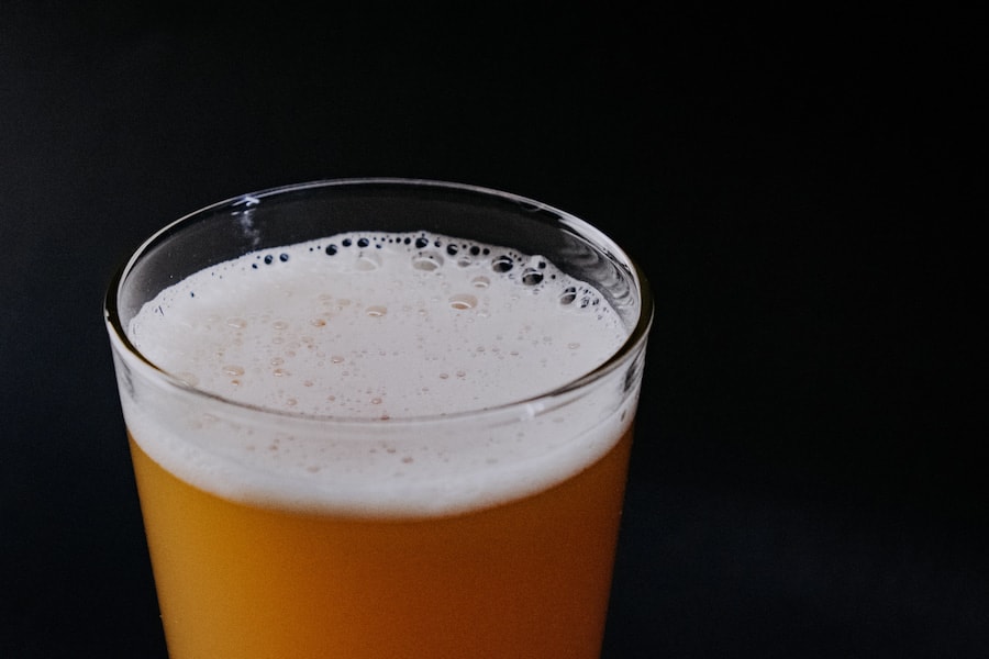 A close-up photo of a glass of beer