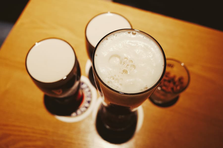 Four glasses of beer
