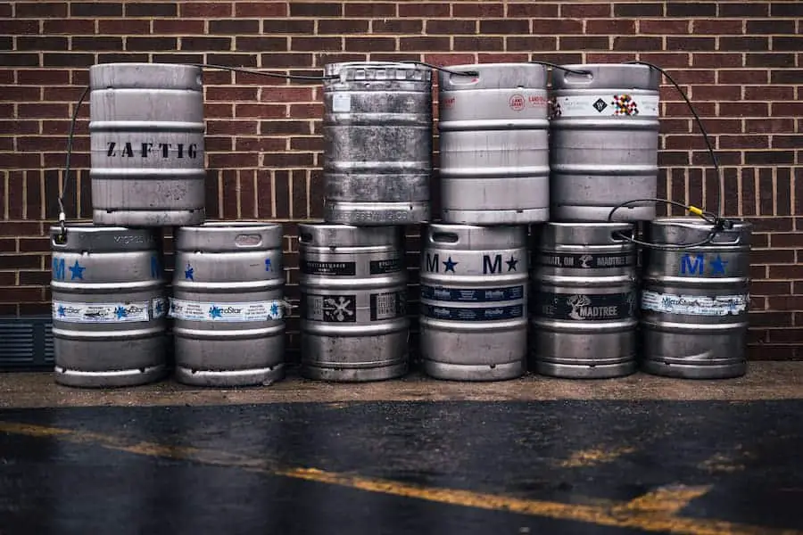 An image of a keg on pavement