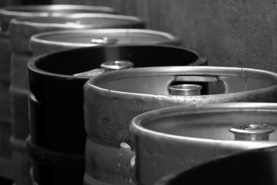 Kegs that are lined up