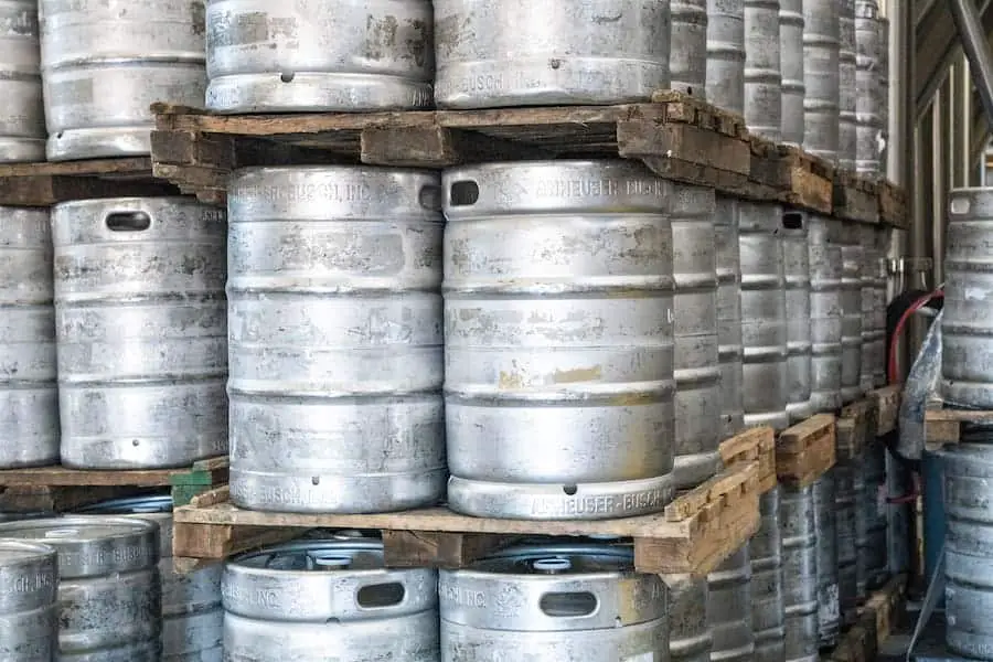 Kegs that are stacked up together