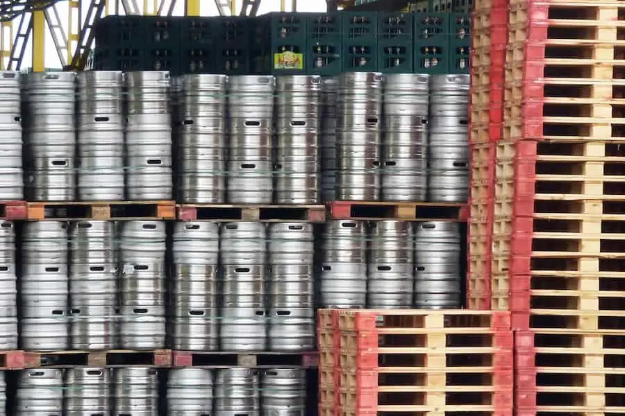 An image of silver kegs
