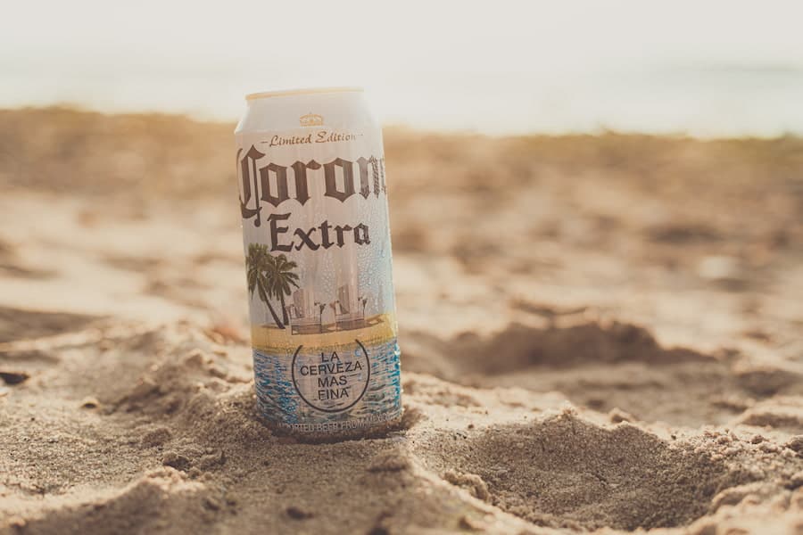 A can of beer on a sand