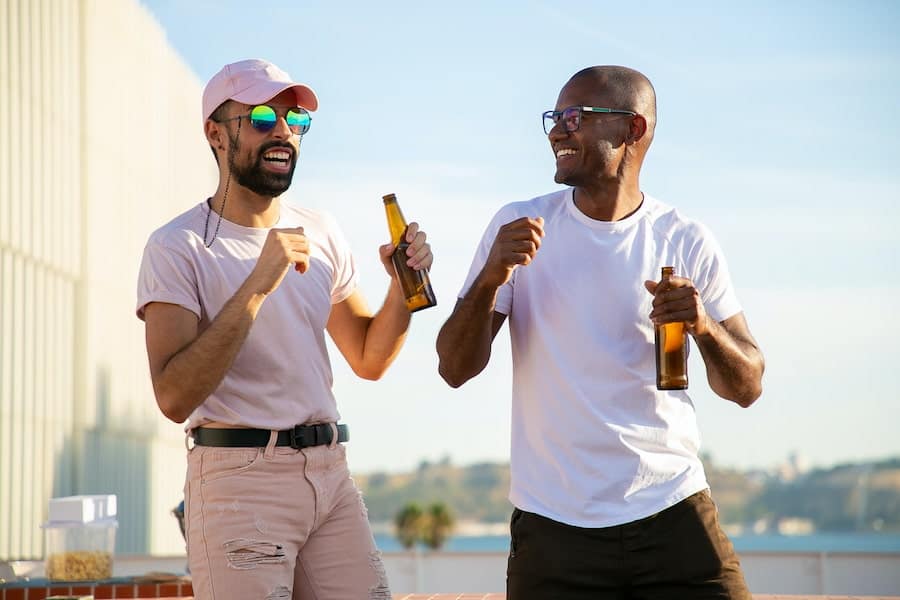 An image of two person drinking