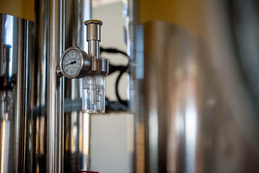 A close-up image of fermenter with temperature control