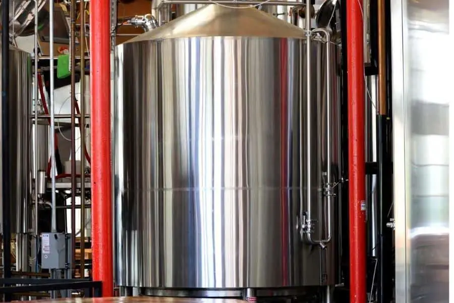 A close-up image of a conical fermenter