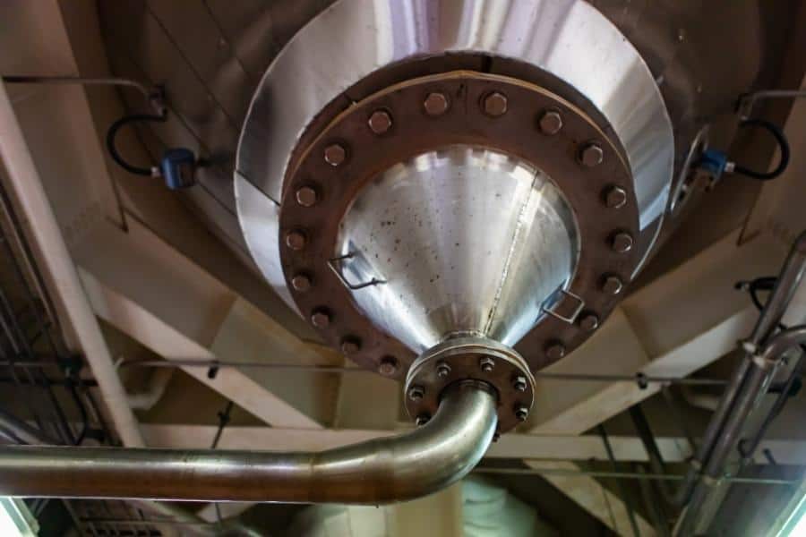 An image of the bottom part of a conical fermenter