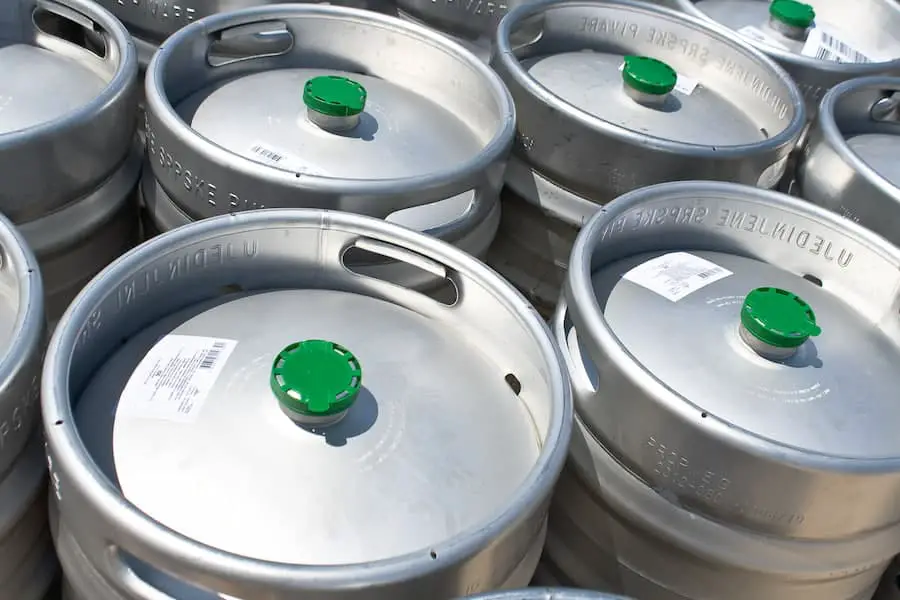 A close-up image of a keg being stored